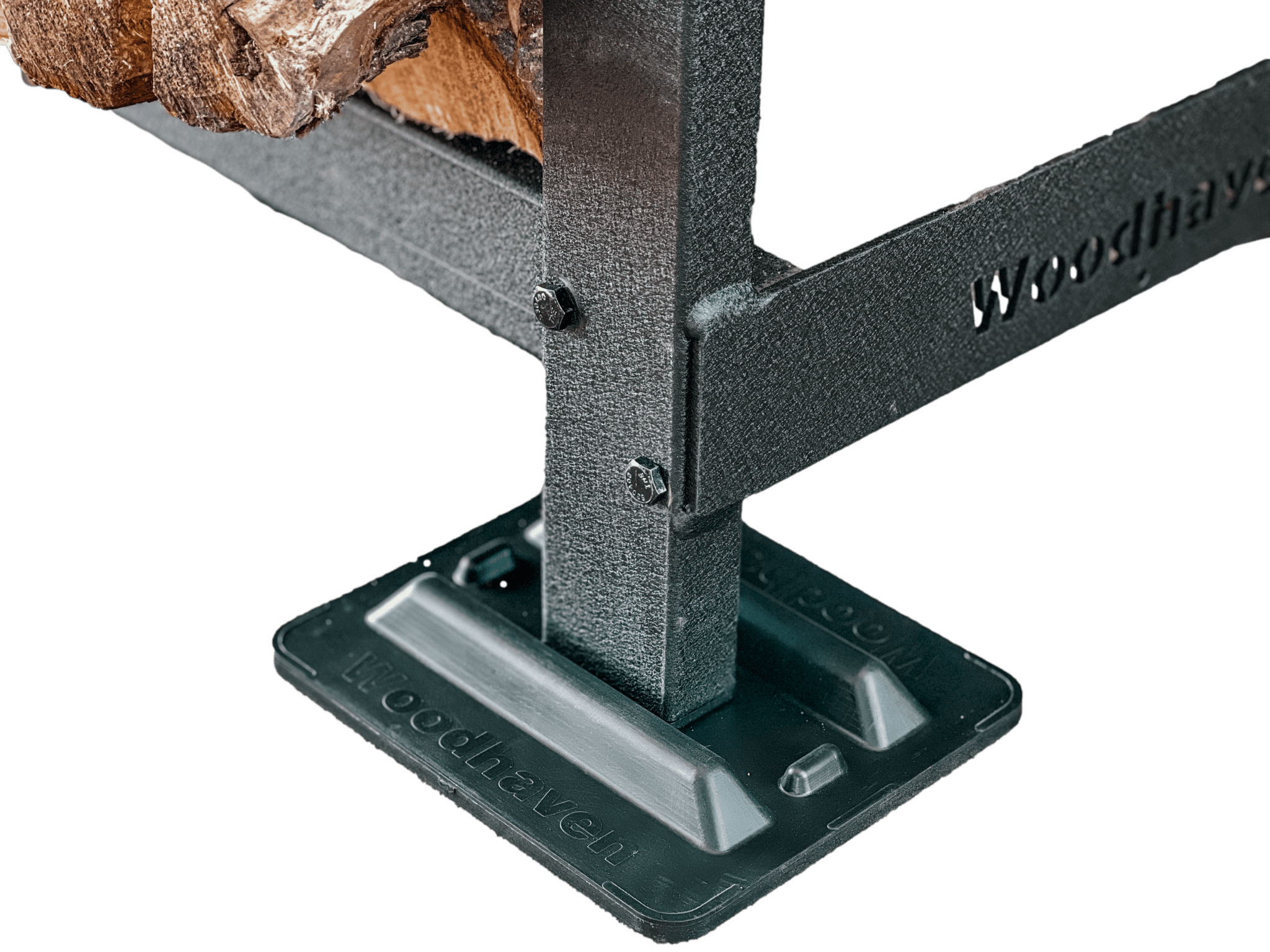 Steel Crescent Firewood Rack - 3' Long Wood Storage System Black with Cover None