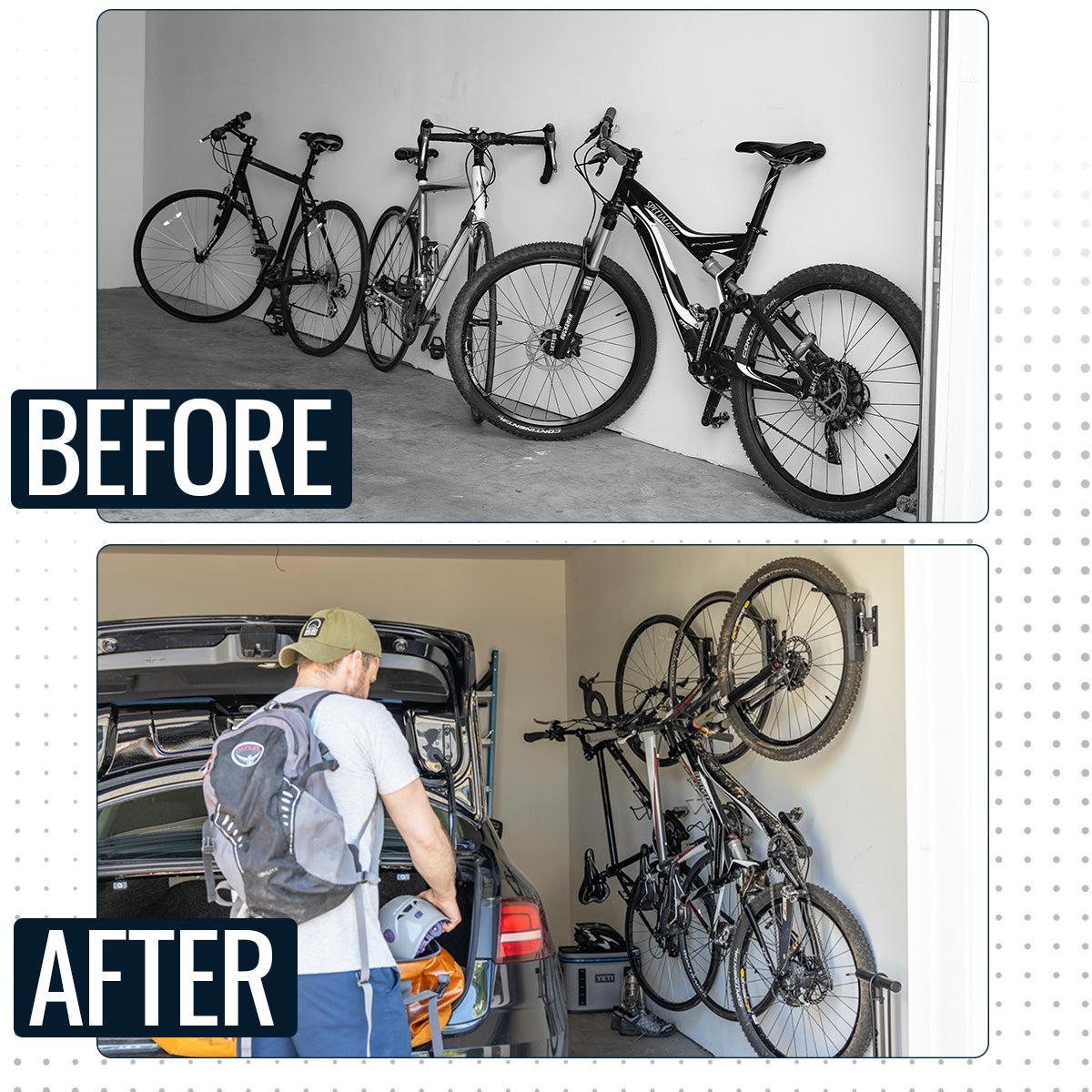 Wall-Mounted Swivel Bike Storage Hooks - 2 Pack