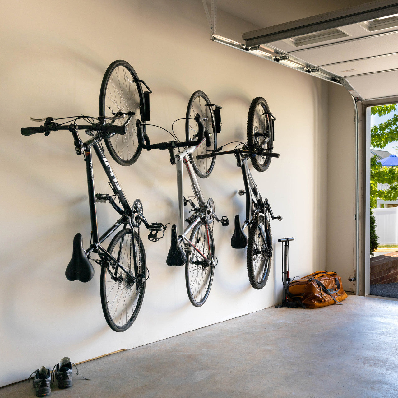 Wall-Mounted Swivel Bike Storage Hooks - 2 Pack