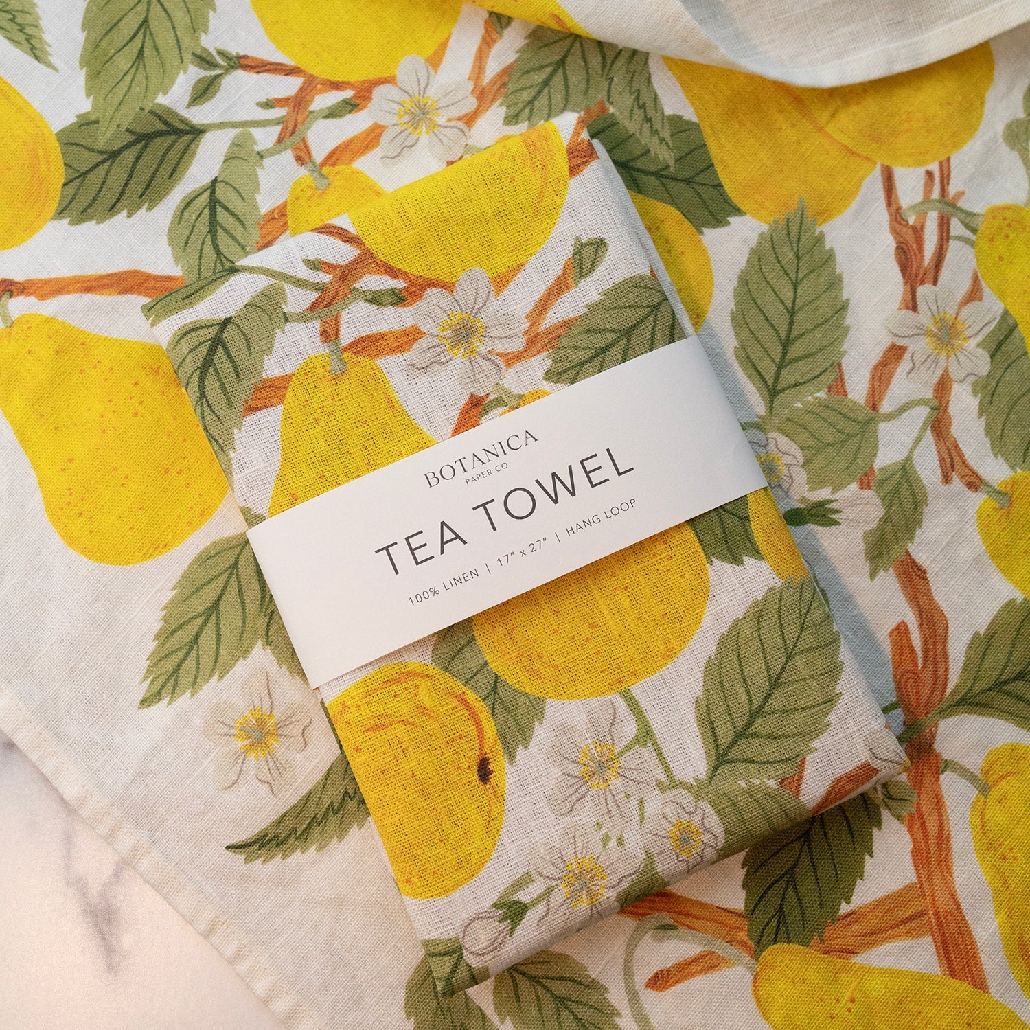 Pear Orchard Tea Towel - 100% Linen Dishcloth