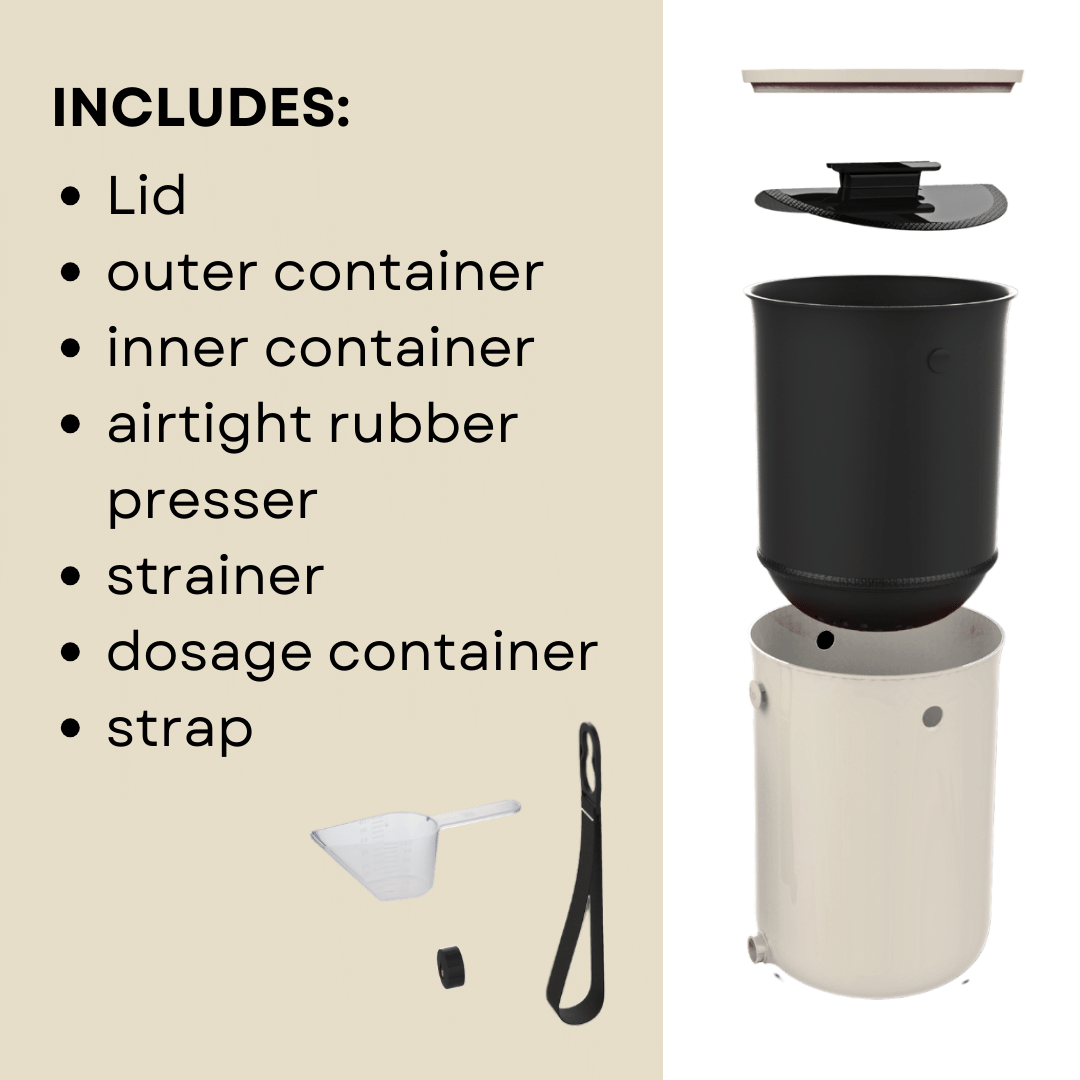 Organko Kitchen Bokashi Compost Bin - 2.5 Gallon Food Waste Recycler