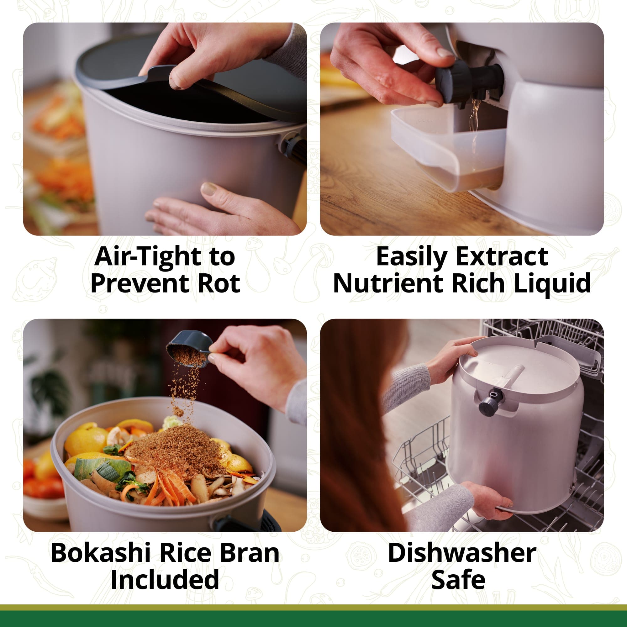 The Essential Kitchen Bokashi Compost Bin - 4.4 Gallon Food Waste Recycler