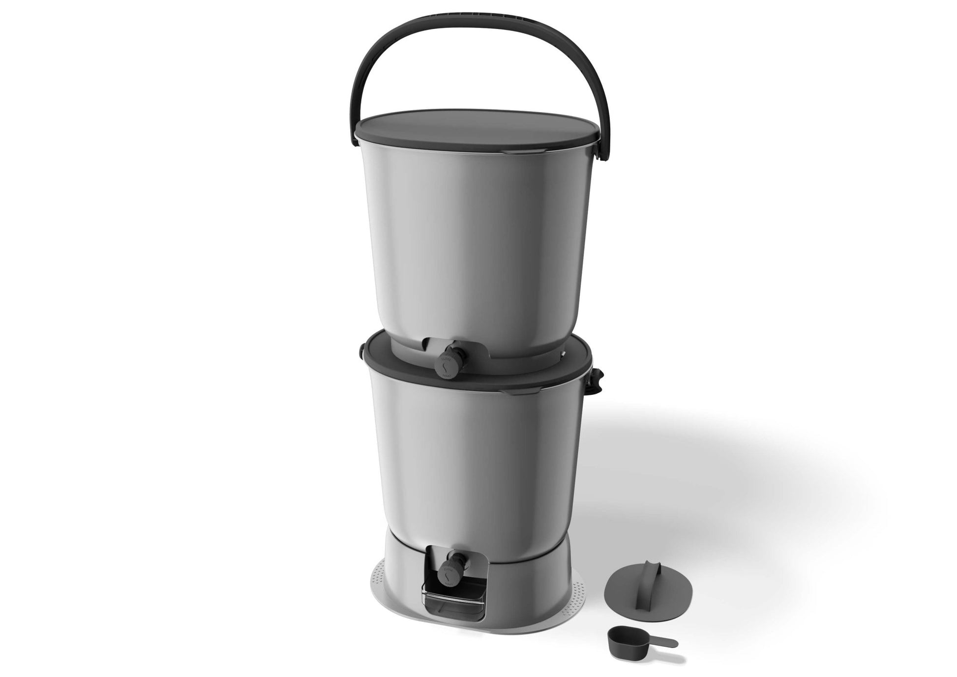 The Essential Kitchen Bokashi Compost Bin - 4.4 Gallon Food Waste Recycler 1 Bucket + FREE 1 lb bag of Bokashi Light Grey