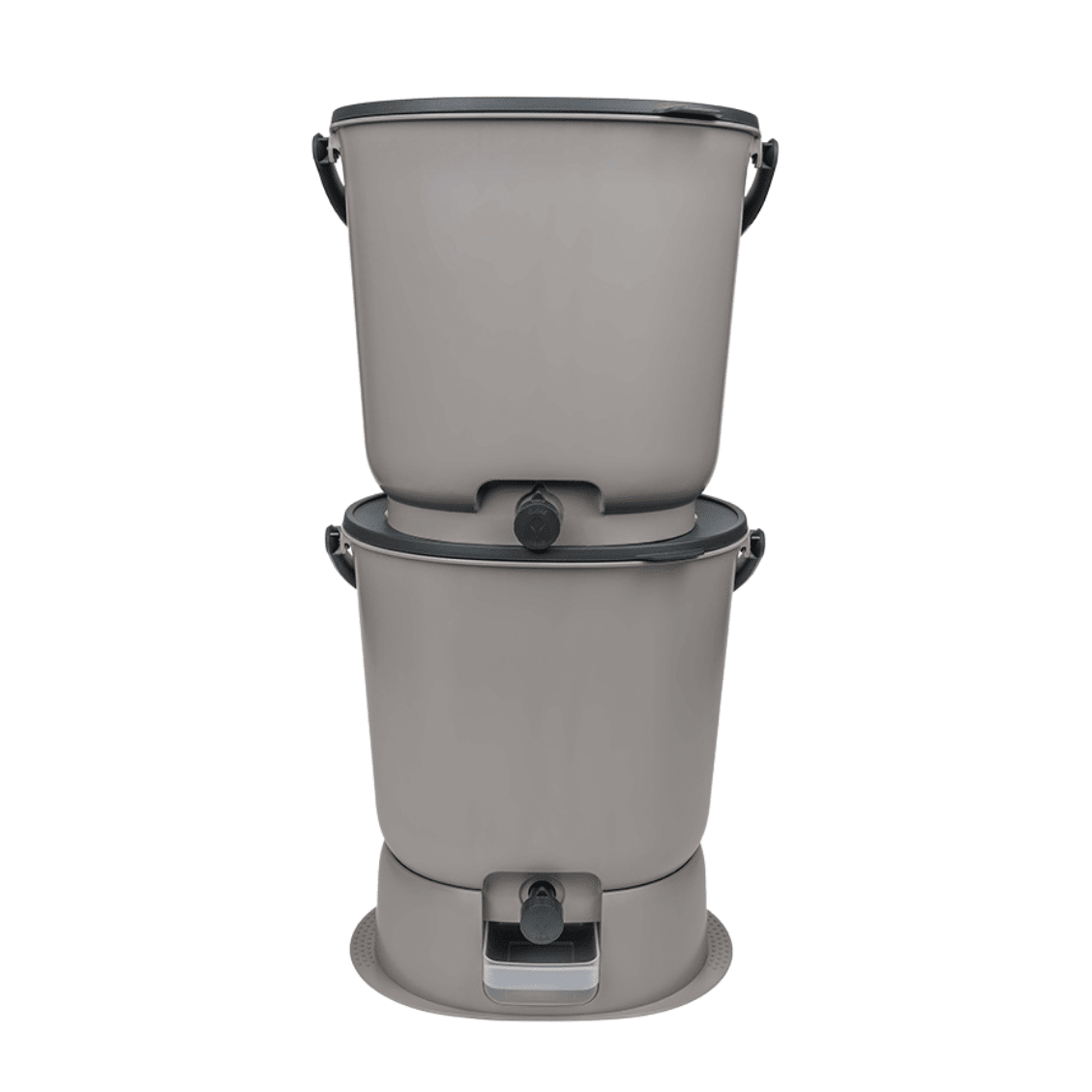 The Essential Kitchen Bokashi Compost Bin - 4.4 Gallon Food Waste Recycler Set of 2 Buckets + FREE 1 lb bag of Bokashi Light Grey