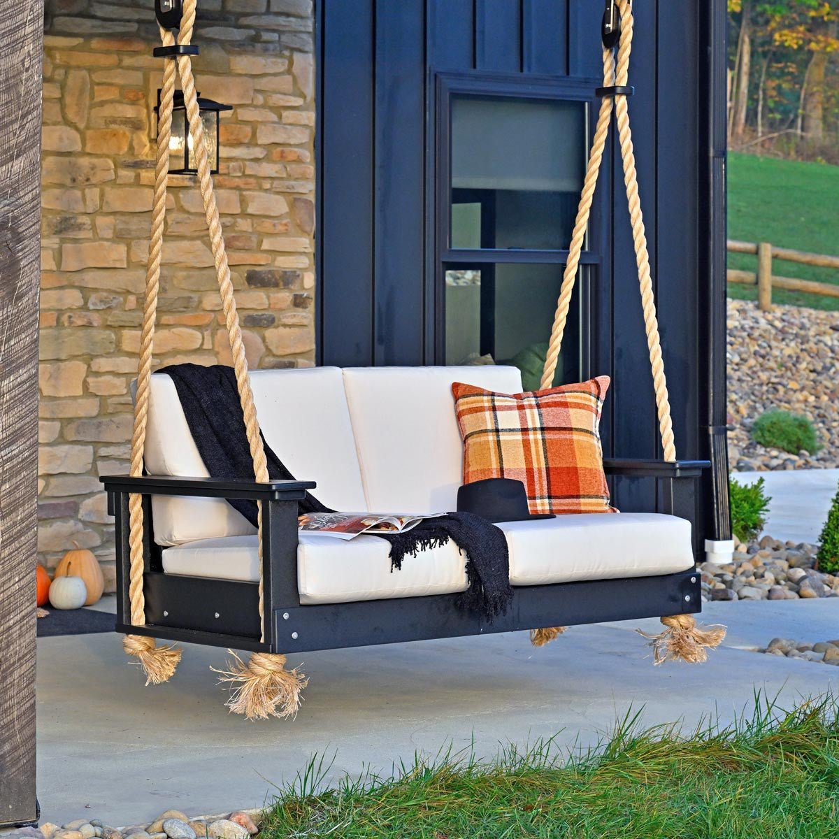 The Lanai Porch Swing - Deep Seating Loveseat antique-mahogany Canvas