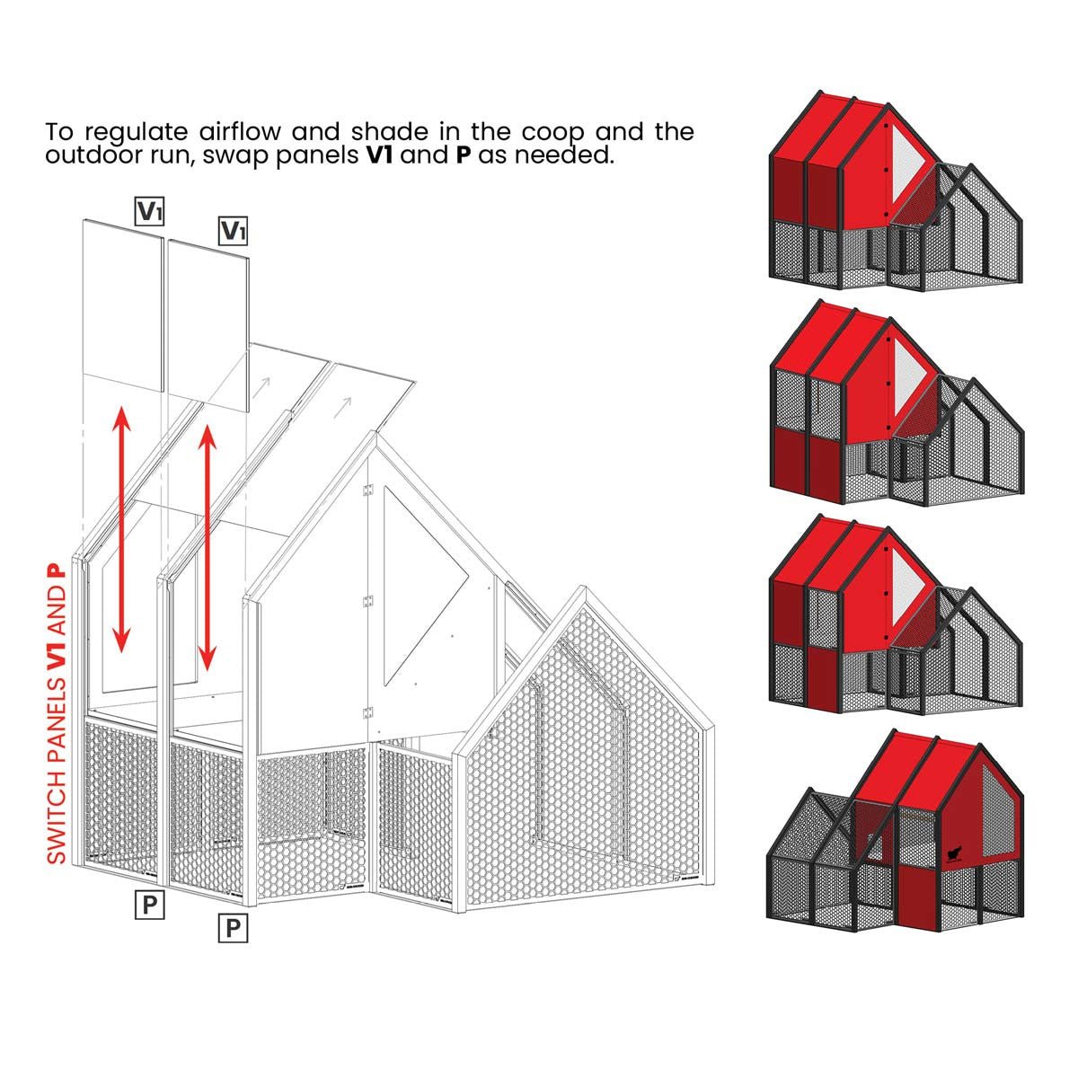 The Villa - A Smart, Insulated, Modular Chicken Coop red