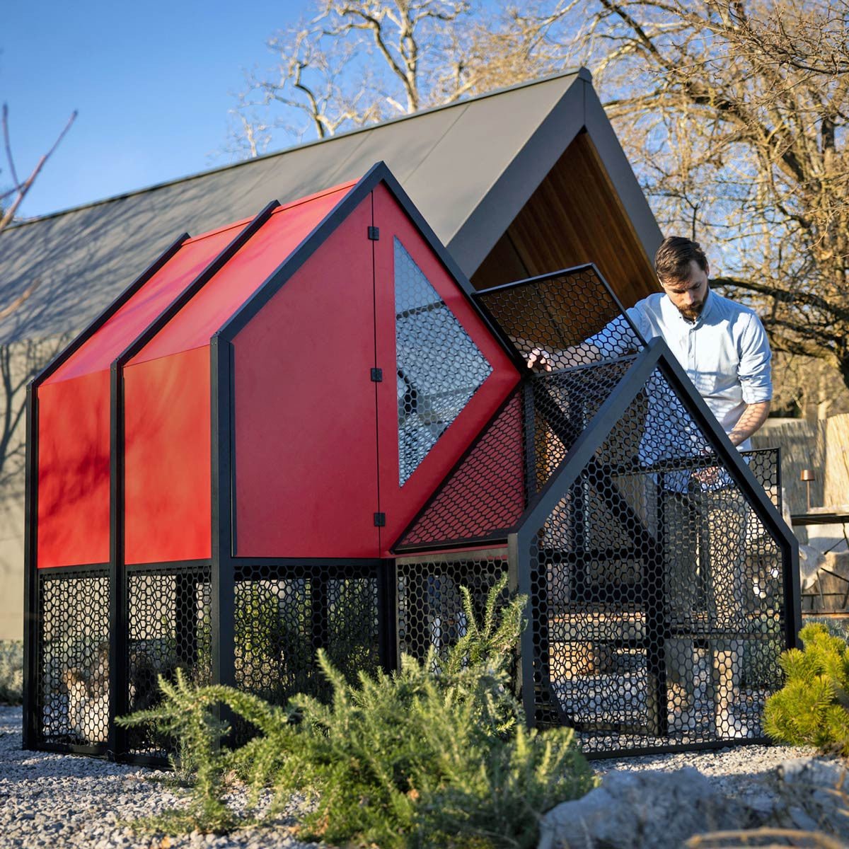 The Villa - A Smart, Insulated, Modular Chicken Coop red