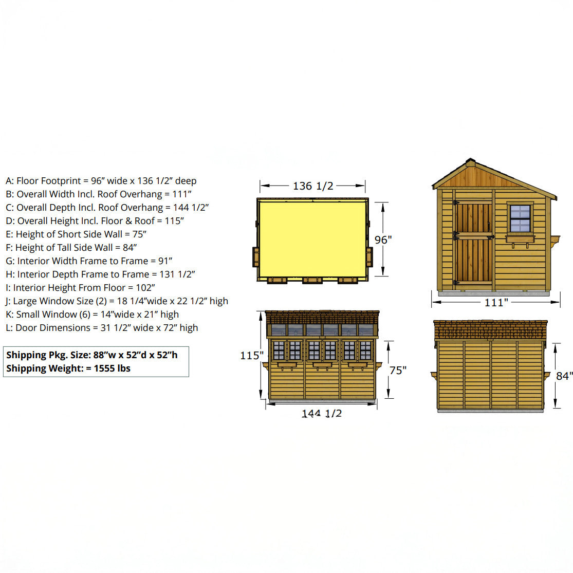 8' x 12' SunShed Garden Shed