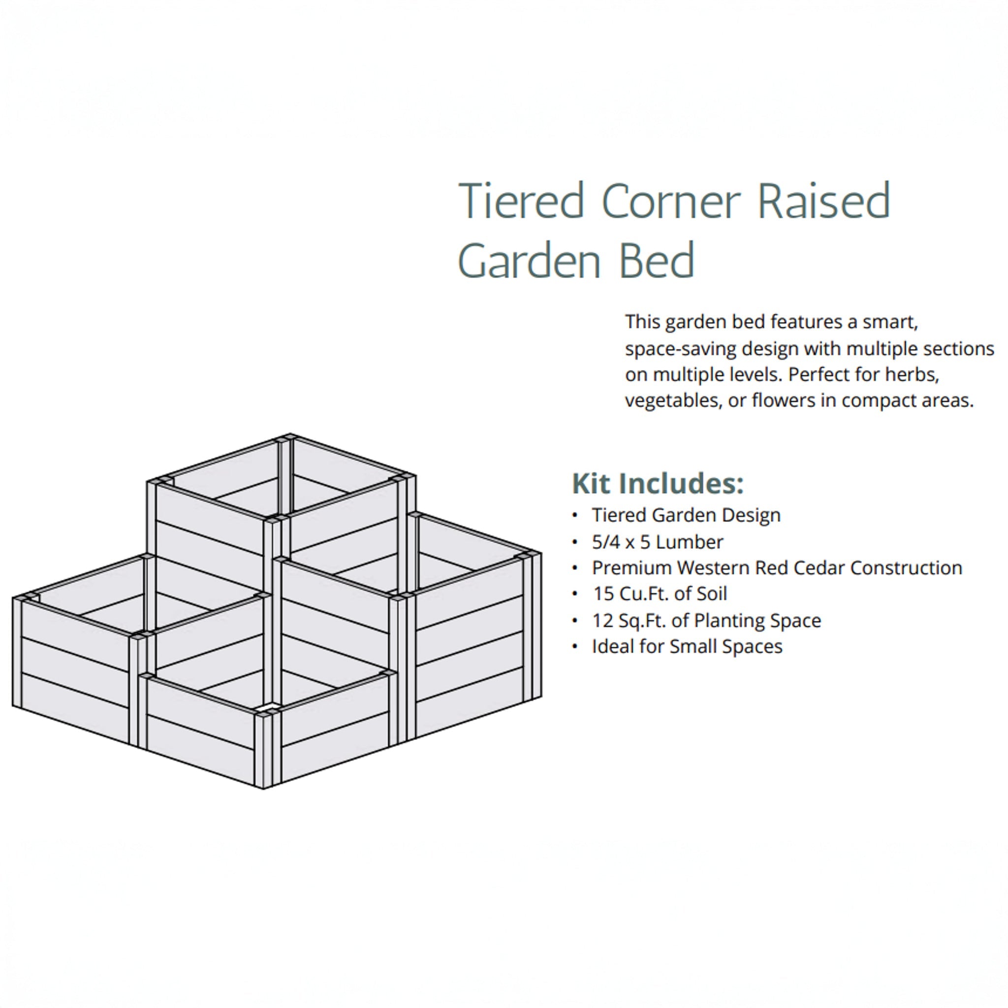 Tiered Corner Cedar Garden Bed 3.5' × 4'