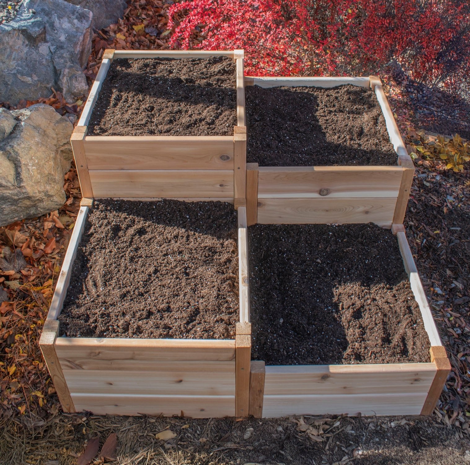 Tiered Corner Cedar Garden Bed 3.5' × 4'