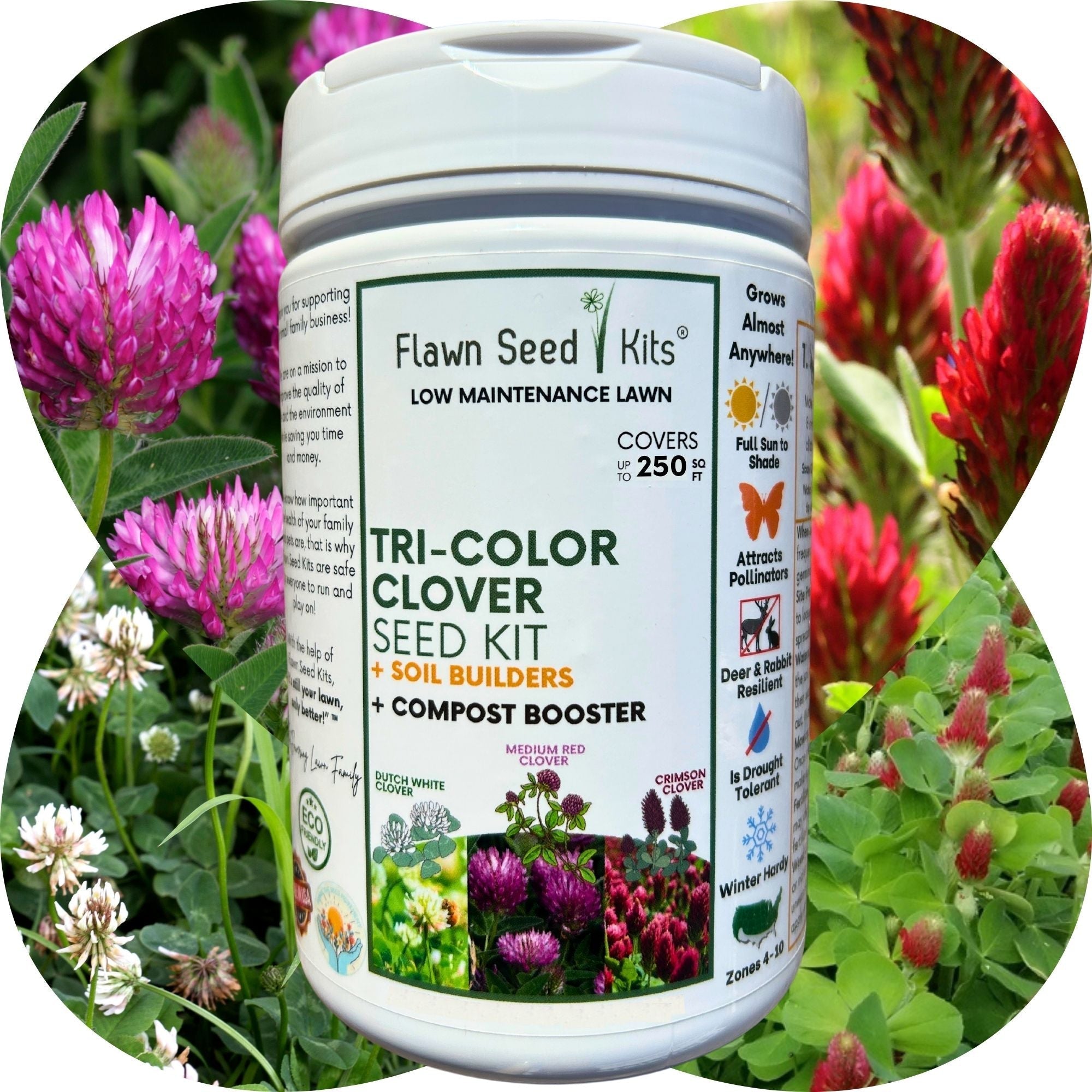 Tri-Color Flowering Clover Seed Kit 250 sq ft option3