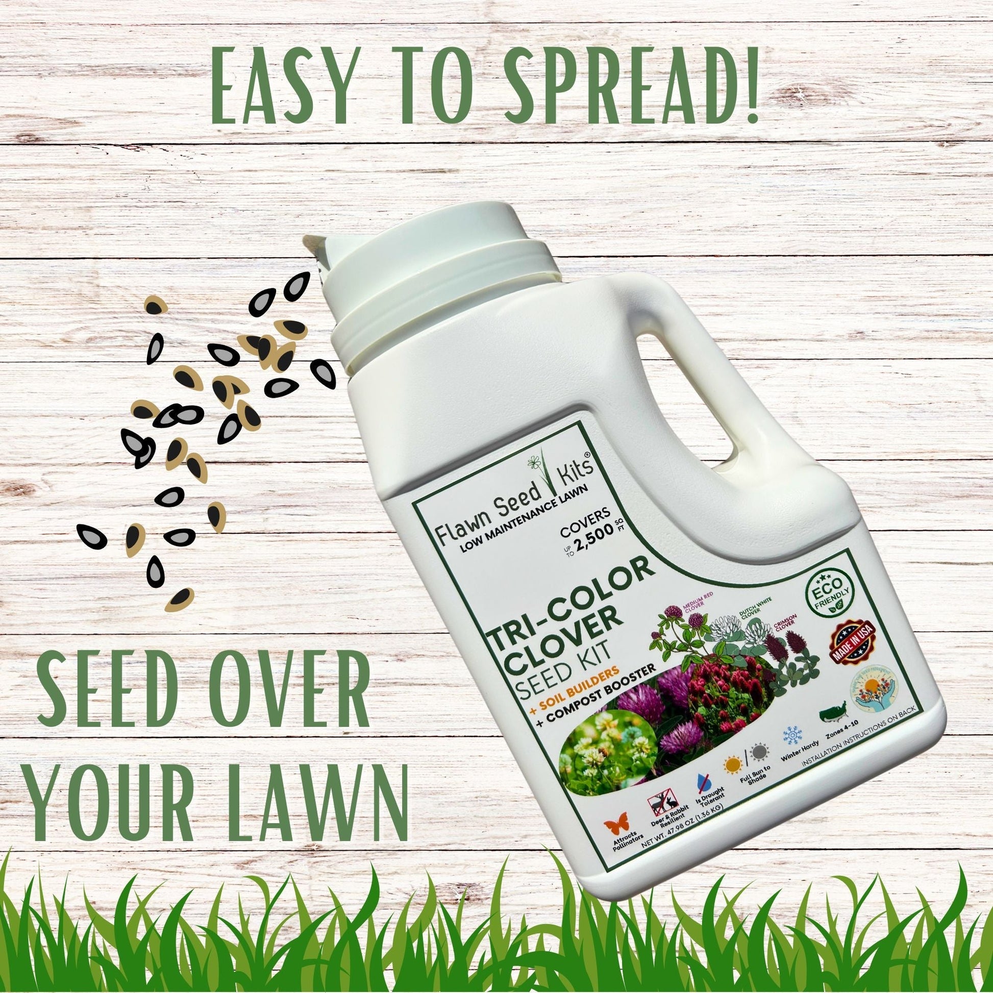 Tri-Color Flowering Clover Seed Kit 250 sq ft