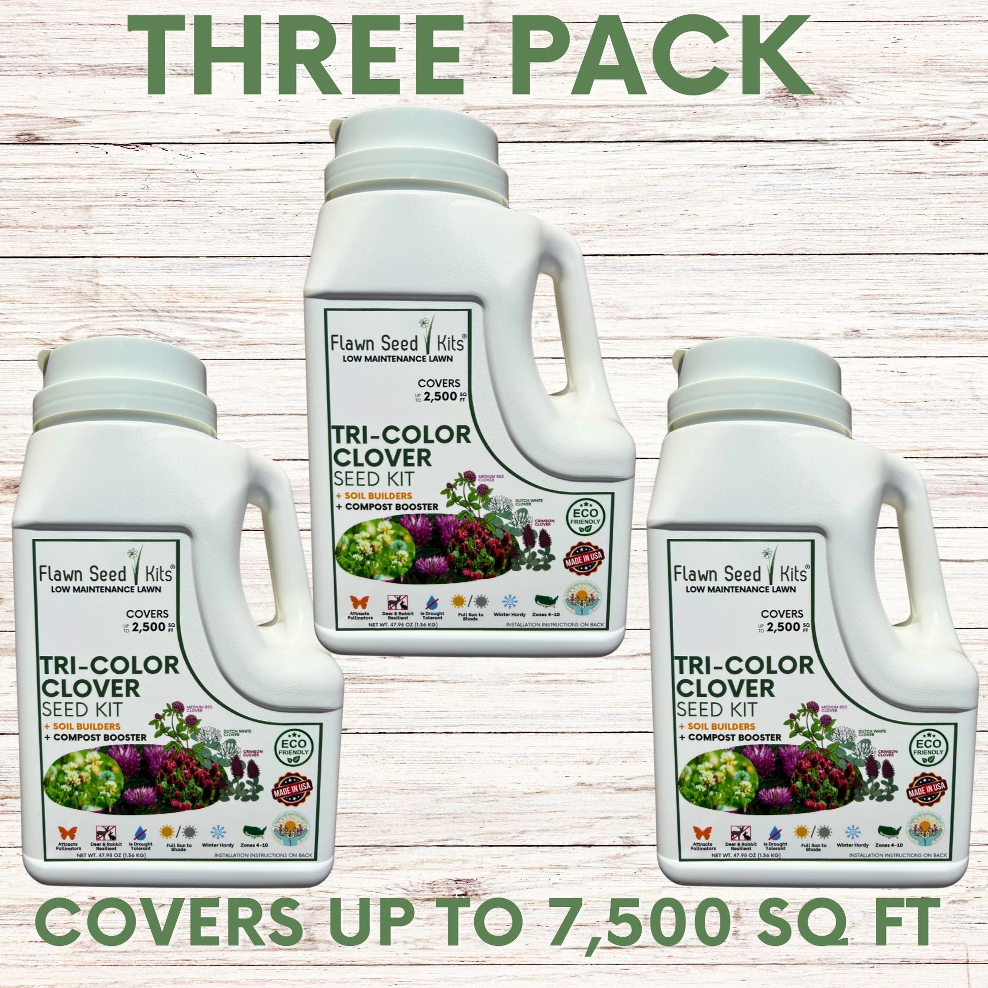 Tri-Color Flowering Clover Seed Kit 250 sq ft