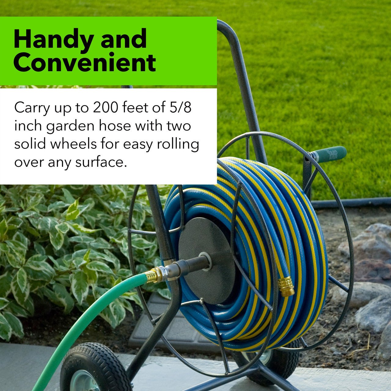 Two Wheeled Garden Hose Cart Compact - 75' Hose
