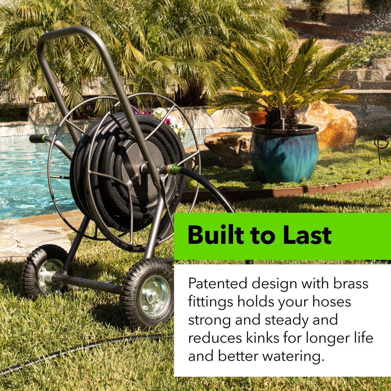 Two Wheeled Garden Hose Cart Compact - 75' Hose