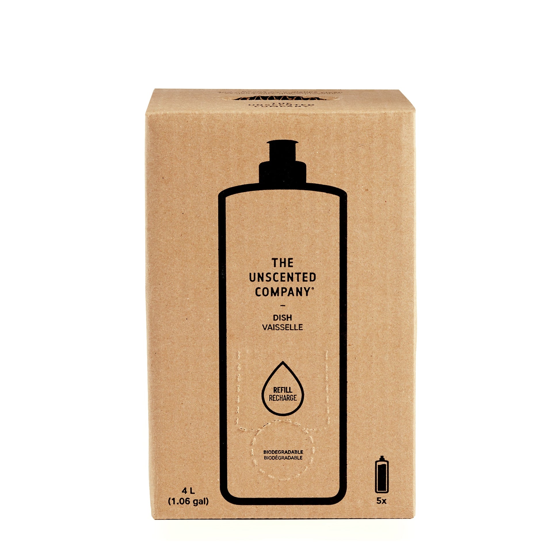 Unscented Dish Soap 4L home refill box (5 bottles saved)