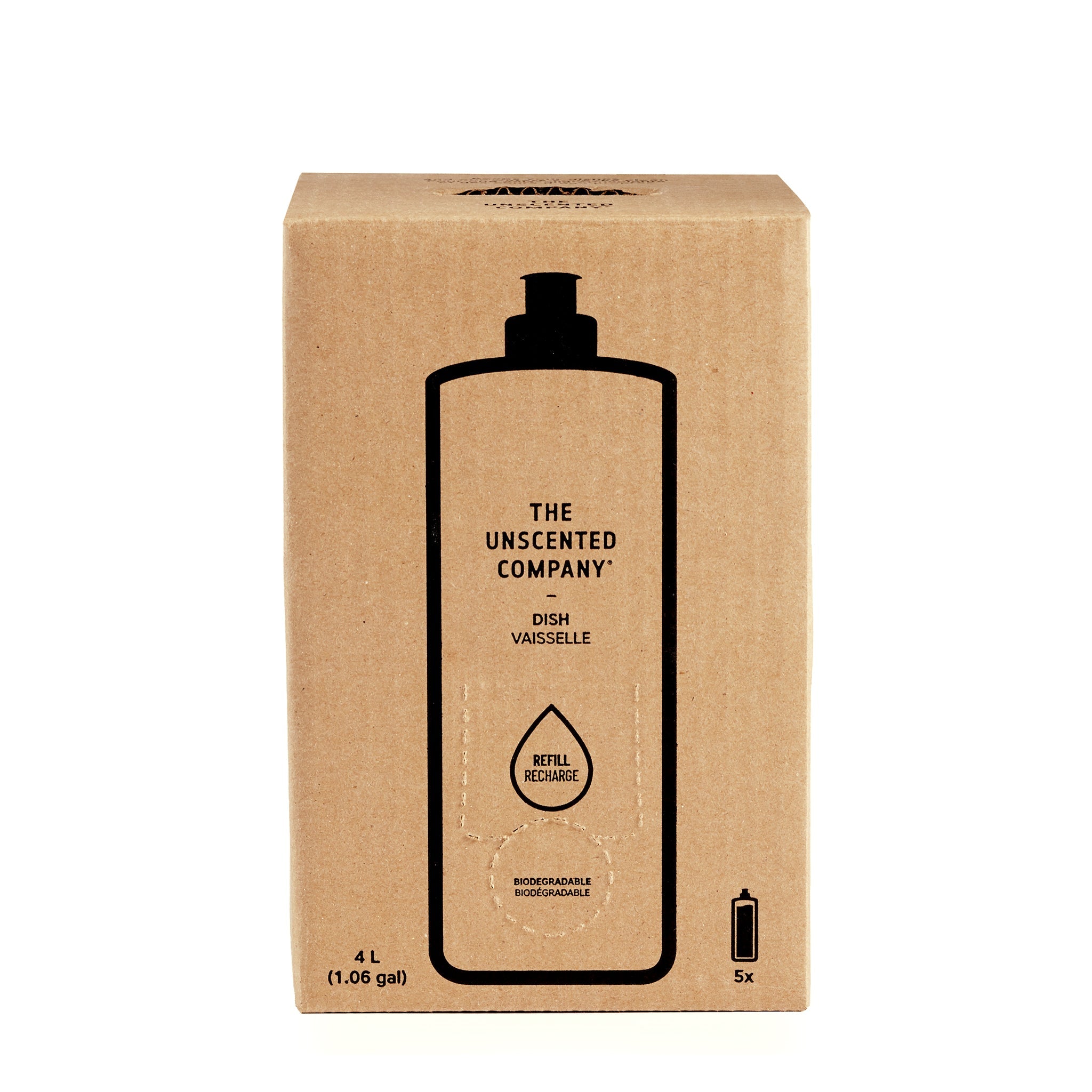 Unscented Dish Soap 4L home refill box (5 bottles saved)