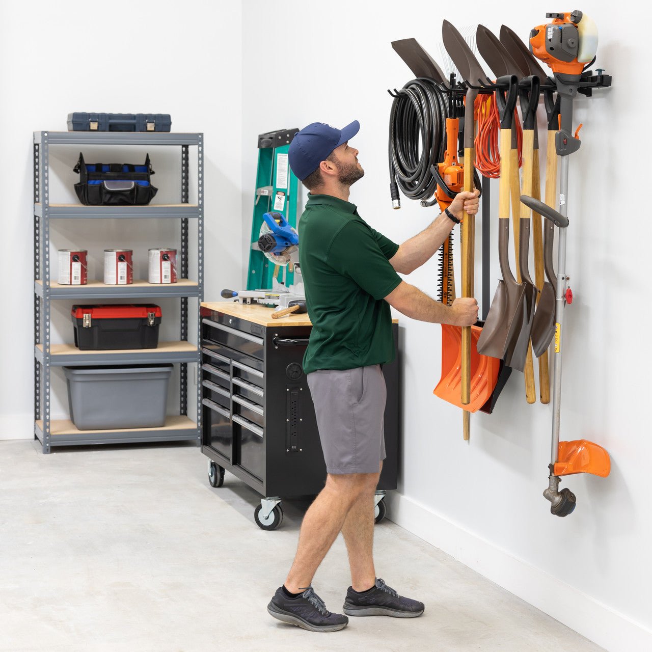 Wall-Mounted Adjustable Storage System for Tools & Gear – 4' Long