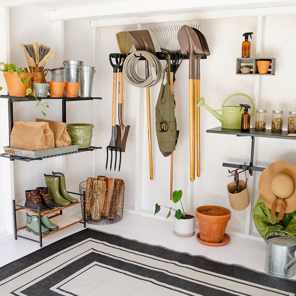 Wall-Mounted Bedrock Garden Tool Organizer - 3' Storage Hanger