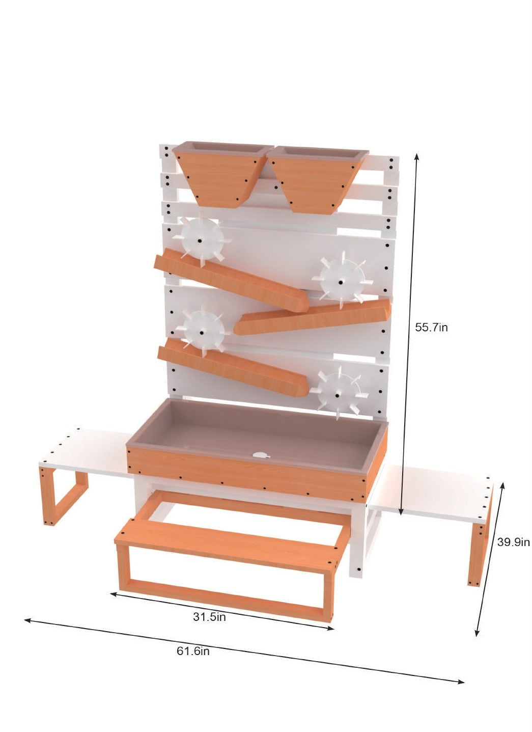 Interactive Wooden Water Table - Multi-Level Sensory Play Station & Bench