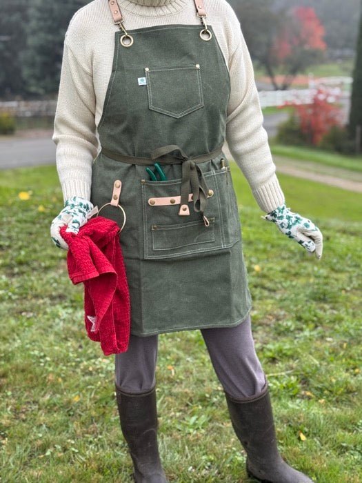 Waxed Canvas Gardening Apron (Dark Green) option3