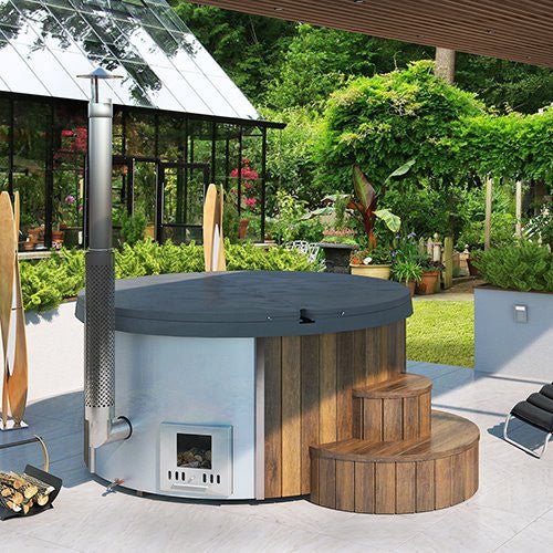 Wood-Burning Hot Tub 6 Person Black option3