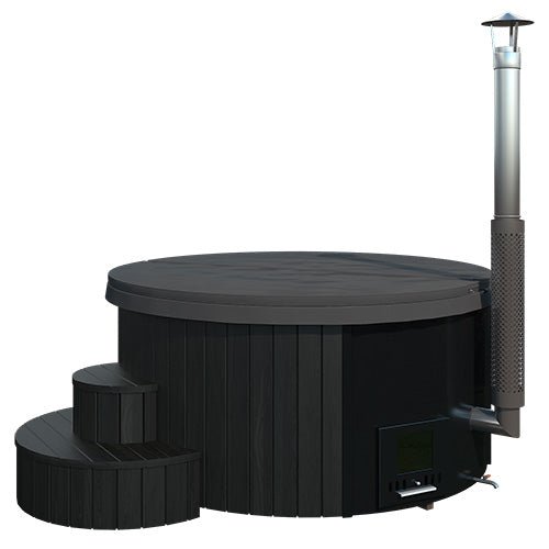 Wood-Burning Hot Tub 6 Person Black option3