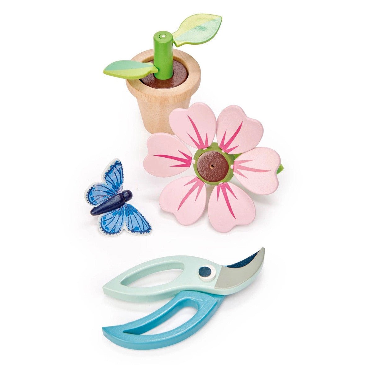 Wooden Blossom Flowerpot Set