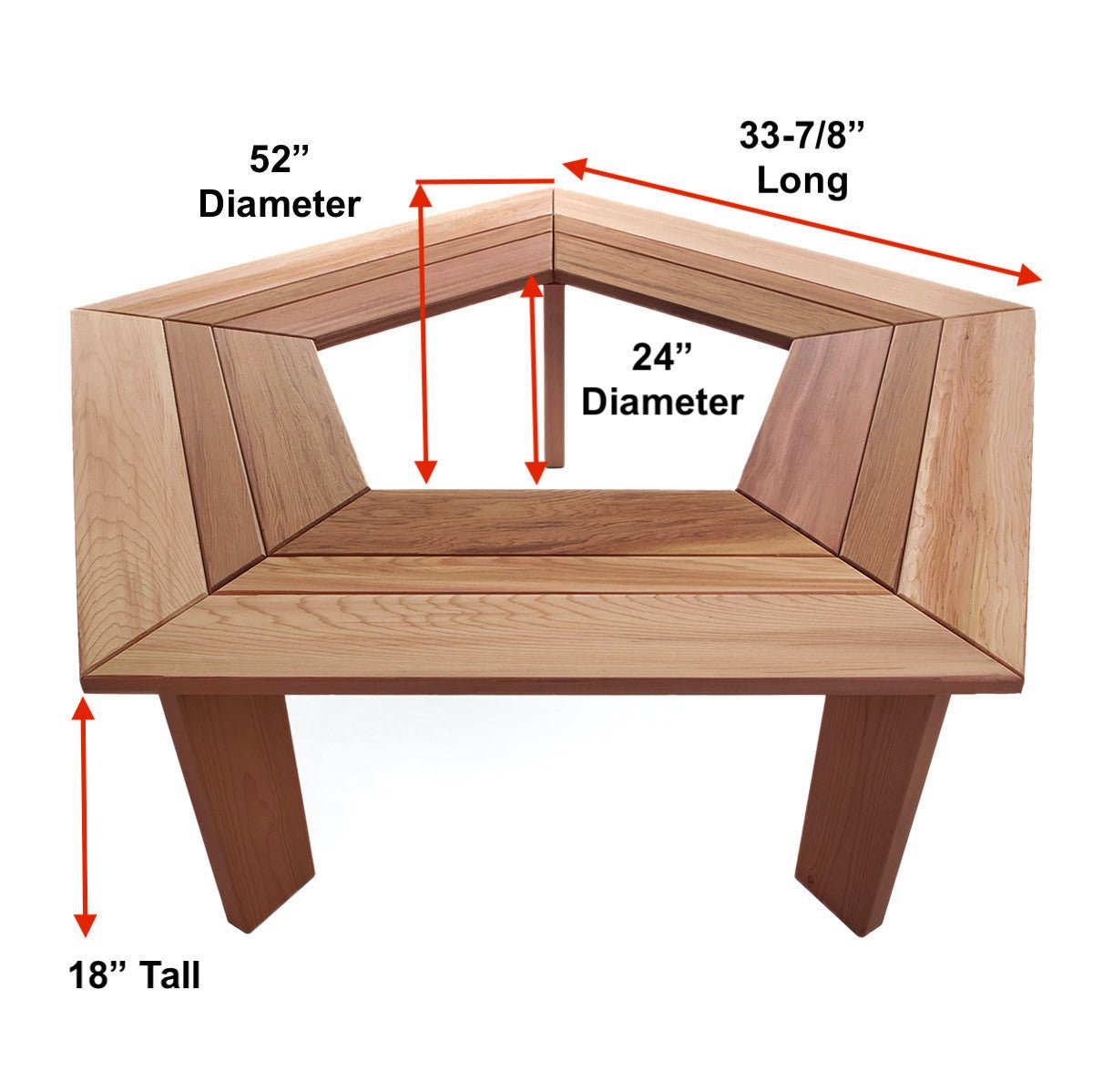 Wrap-Around Cedar Bench - 4' Wide | Eartheasy.com