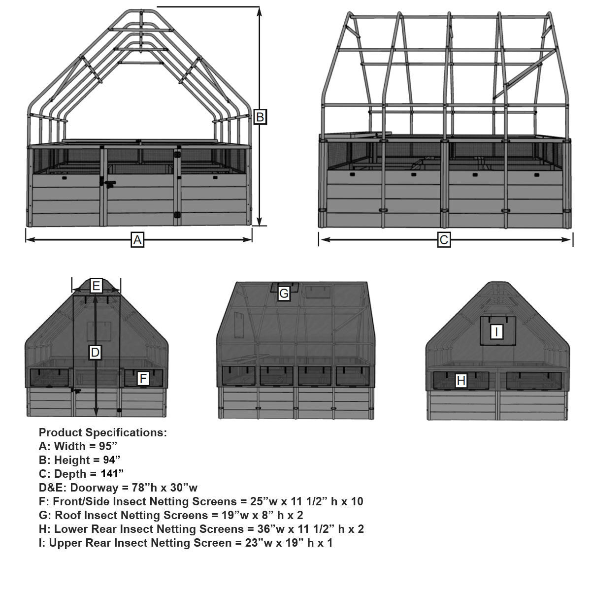Cedar Complete Raised Garden Bed Kit with Greenhouse Cover 8' x 12'
